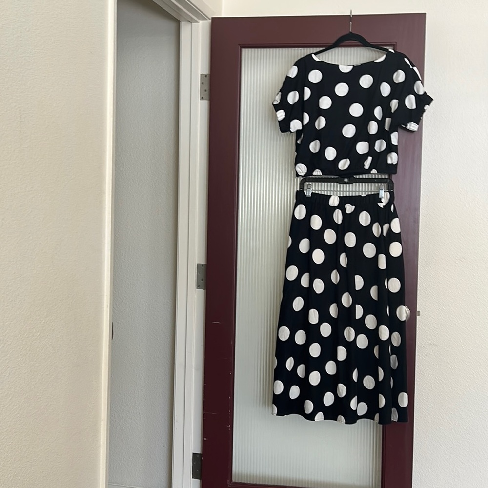 Tabatha Brown for Target. Black/ white polka dot top, skirt outfit. Small